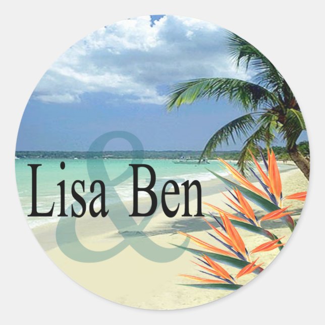 Sticker Rond Emerald Waters Tropical Beach (Devant)