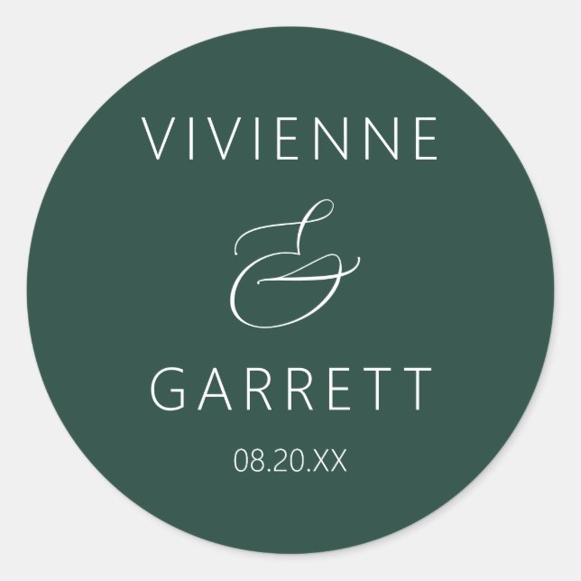 Sticker Rond Émeraude - Mariage vert et blanc (Devant)