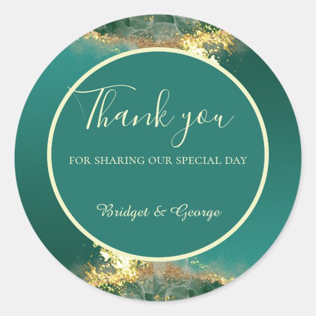 Sticker Rond émeraude or vert bijou mariage (Devant)