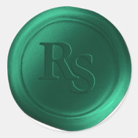 Émeraude Vert Double Monogramme Mariage Cire Seaux