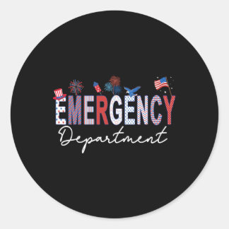 Sticker Rond Emergency Department 4th Of July Usa Emergency Roo