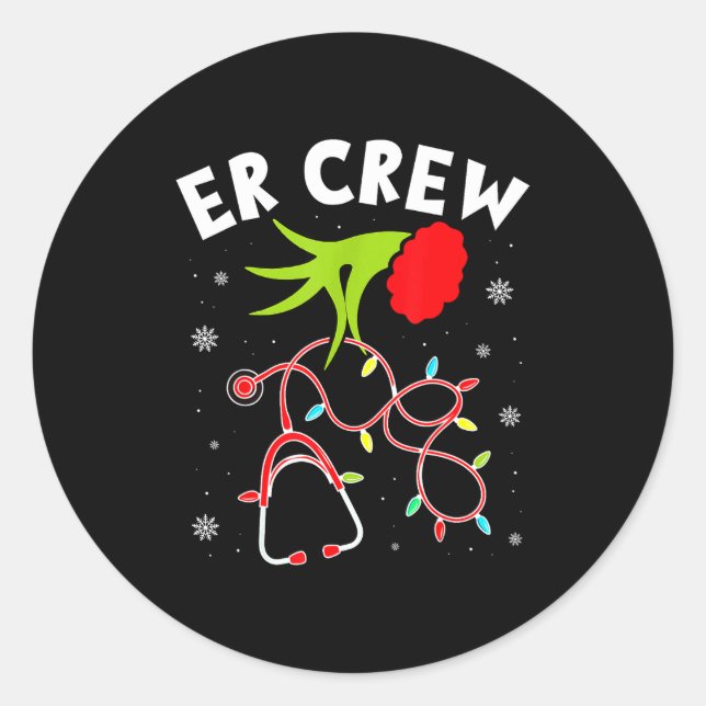 Sticker Rond Emergency Room Christmas Er Crew Nurse Xmas Holida (Devant)