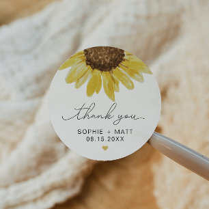 Sticker Rond EMMA Rustique Aquarelle Merci de tournesol Favoris