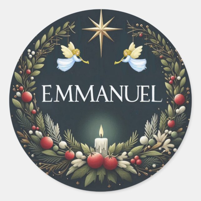 Sticker Rond Emmanuel Christmas angels (Devant)
