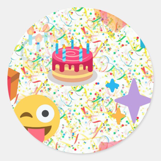 Sticker Rond emoji anniversaire heureux (Devant)