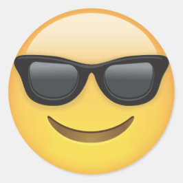 Sticker Rond Emoji Avec Lunettes De Soleil