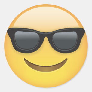Sticker Rond Emoji Avec Lunettes De Soleil