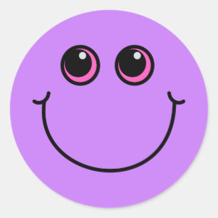 Sticker Rond Emoji de sourire pourpre font face