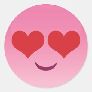 Sticker Rond Emoji des yeux du coeur