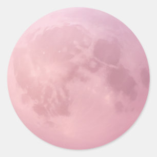 Sticker Rond Emoji Doux Rose Lune