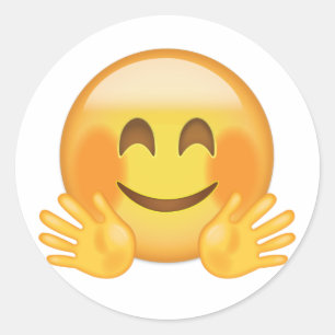 Sticker Rond Emoji du visage dans les bras