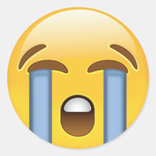 Sticker Rond Emoji face à pleurer haut