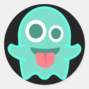 Sticker Rond Emoji Fantôme Drôle
