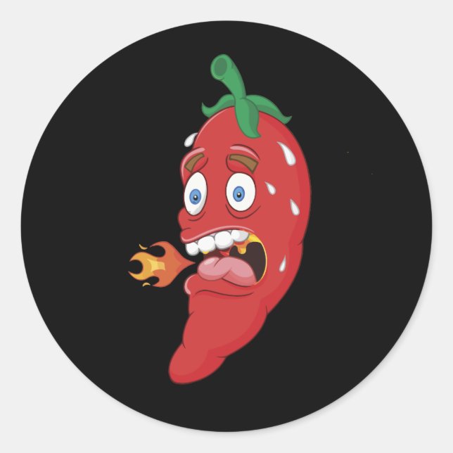 Sticker Rond Emoji Funny Chilli Pepper Hot Sauce Lover (Devant)