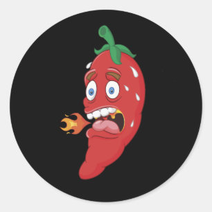 Sticker Rond Emoji Funny Chilli Pepper Hot Sauce Lover