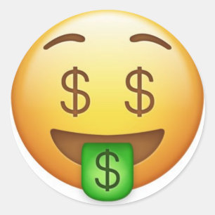 Sticker Rond Emoji Hilarié De La Bouche D'Argent