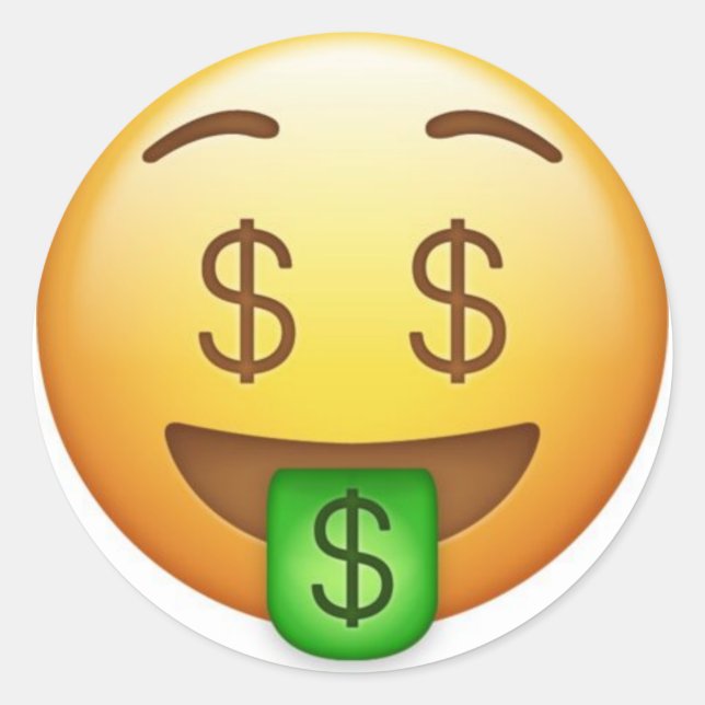 Sticker Rond Emoji Hilarié De La Bouche D'Argent (Devant)