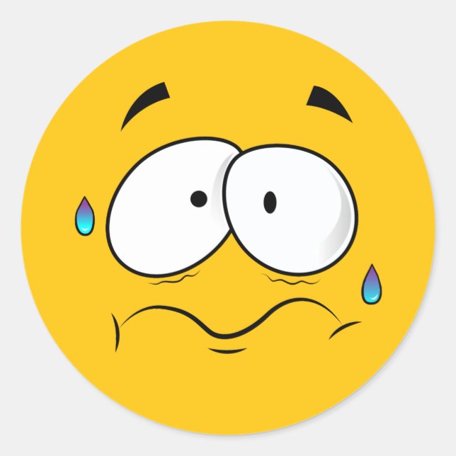 Sticker Rond Emoji jaune inquiet (Devant)