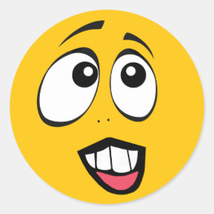 Sticker Rond Emoji jaune intéressé