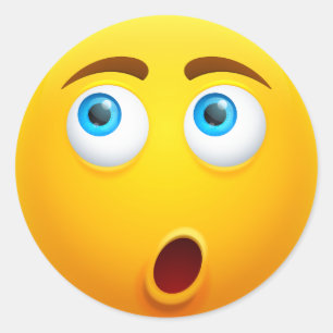 Sticker Rond Emoji Jaune Surpris