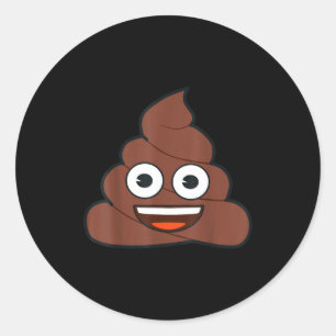 Sticker Rond Emoji Officiel Caca Heureux Jaune Sourire Visage