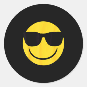 Sticker Rond Emoji officiel rétro lunettes de soleil visage jau