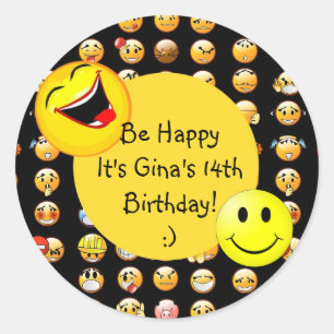 Sticker Rond Emoji Party Invitation personnalisée