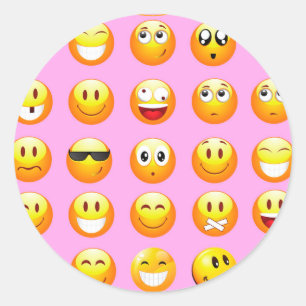 Sticker Rond émoji rose pastel