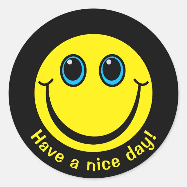 Sticker Rond Emoji visage Bonne journée (Devant)