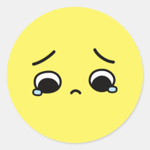 Sticker Rond Émoji Visage Triste Sentiment Déprimé Jaune