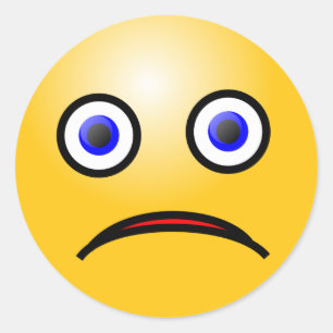 Sticker Rond Emoticon triste visage