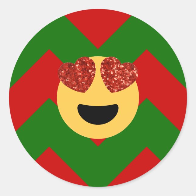 Sticker Rond émoticône de coeur de noël (Devant)