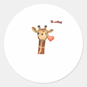 Sticker Rond émoticône éjaculation coeur embrasser visage giraf