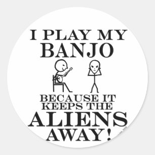 Sticker Rond Empêche les Aliens de Banjo