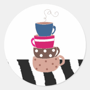 Sticker Rond Empiler des tasses à café