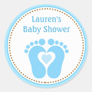 Sticker Rond Empreinte Baby shower Garçon Favoriser les étiquet