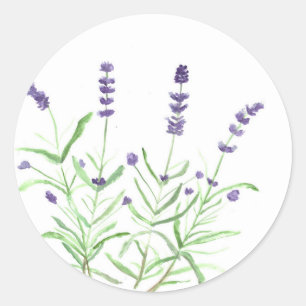 Sticker Rond Empreinte botanique d'herbe de lavande