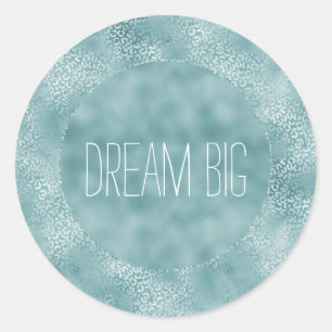Sticker Rond Empreinte de léopard Aqua Blue Glam