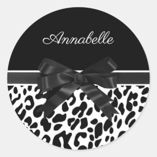 Sticker Rond Empreinte de léopard de ruban noir