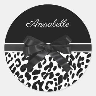 Sticker Rond Empreinte de léopard de ruban noir