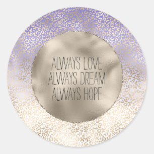 Sticker Rond Empreinte de léopard d'Ombre d'or violet
