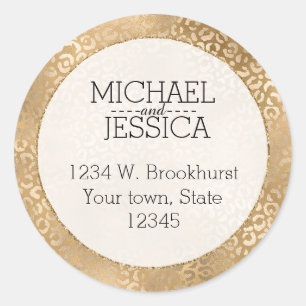 Sticker Rond Empreinte de léopard Gold Glam Adresse personnali
