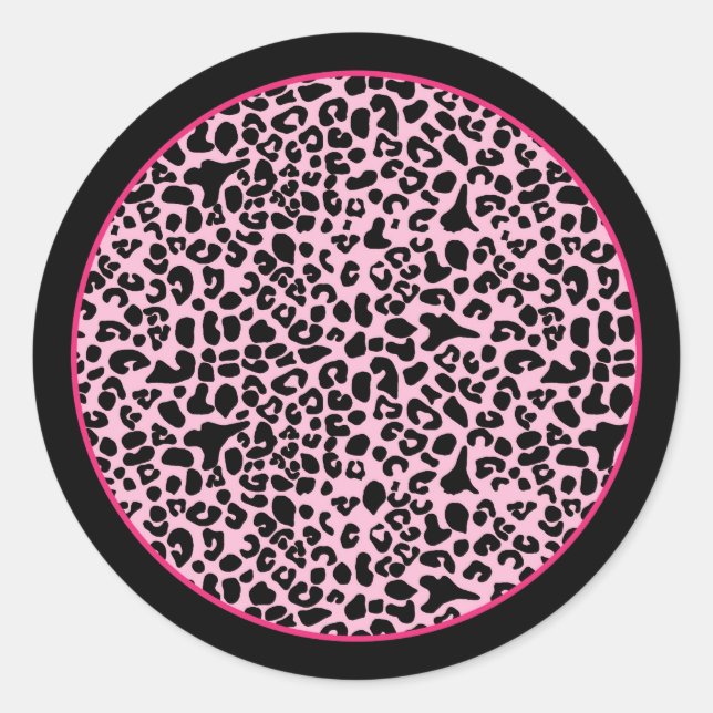 Sticker Rond Empreinte de léopard moderne tendance Hot Pink et  (Devant)