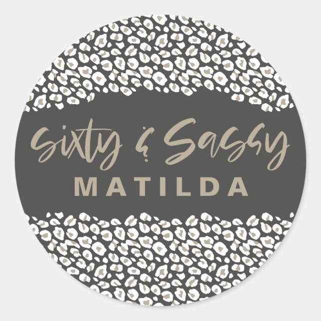 Sticker Rond Empreinte de léopard soixante et sassy 60e anniver (Devant)