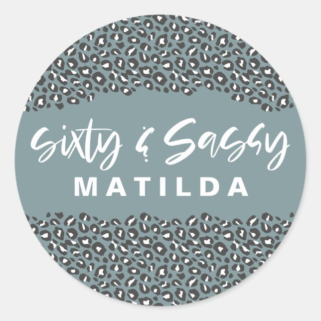 Sticker Rond Empreinte de léopard soixante et sassy 60e anniver (Devant)