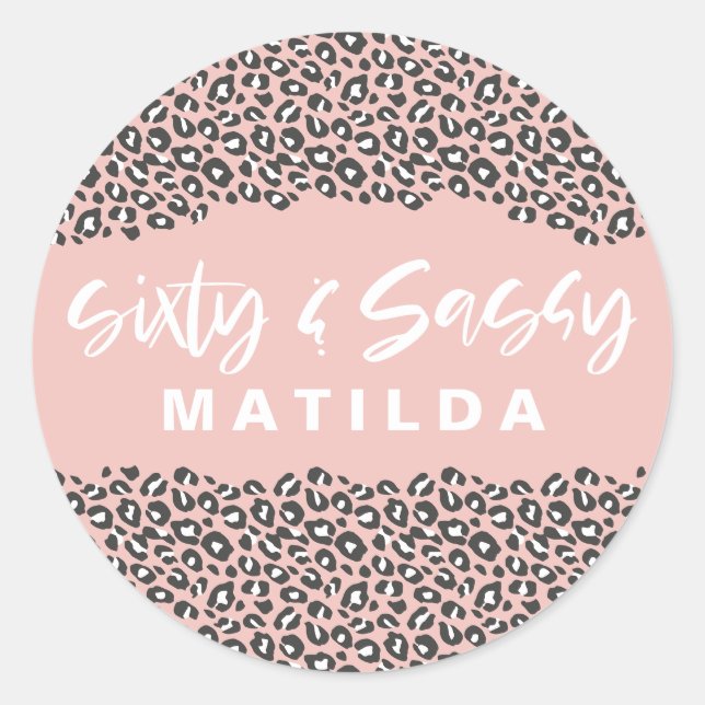 Sticker Rond Empreinte de léopard soixante et sassy 60e anniver (Devant)