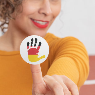 Sticker Rond Empreinte de main du drapeau allemand Fierté allem