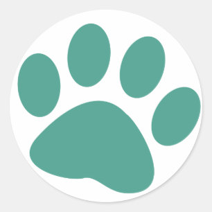 Sticker Rond Empreinte de patte animal de chien turquoise