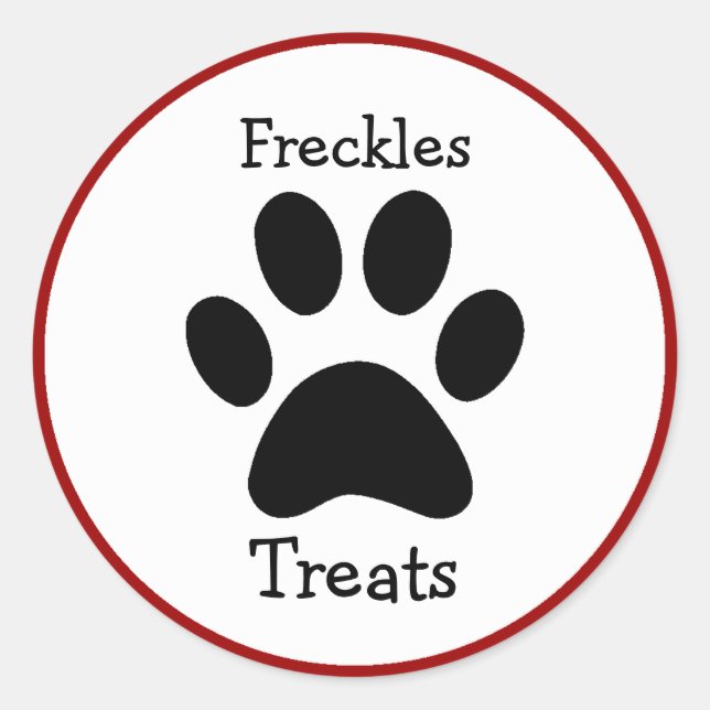 Sticker Rond Empreinte de patte Animaux de compagnie Traite Éti (Devant)