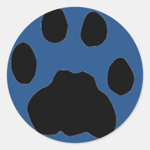 Sticker Rond EMPREINTE DE PATTE COUGAR en bleu